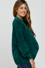 Forest Green Chenille Knit Maternity Sweater