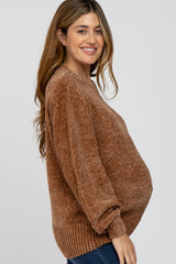 Camel Chenille Knit Maternity Sweater