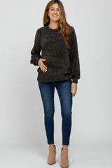 Charcoal Chenille Knit Maternity Sweater