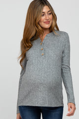 Heather Grey Soft Knit Maternity Long Sleeve Top