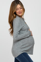 Heather Grey Soft Knit Maternity Long Sleeve Top