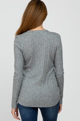 Heather Grey Soft Knit Maternity Long Sleeve Top