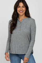 Heather Grey Soft Knit Maternity Long Sleeve Top