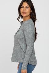 Heather Grey Soft Knit Long Sleeve Top