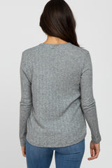 Heather Grey Soft Knit Long Sleeve Top