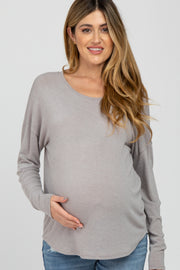 Taupe Cutout Back Long Sleeve Maternity Top