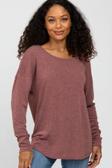 Burgundy Cutout Back Long Sleeve Top