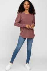 Burgundy Cutout Back Long Sleeve Top