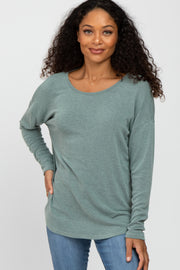 Sage Cutout Back Long Sleeve Top