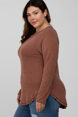 Rust Soft Knit Layered Round Hem Plus Top