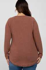 Rust Soft Knit Layered Round Hem Plus Top