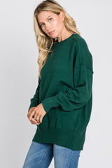 Forest Green Mock Neck Exposed Seam Sweater