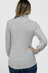 Heather Grey Brushed Ribbed Mock Neck Top