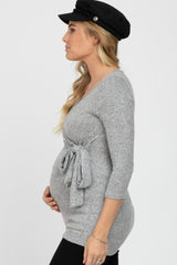 Heather Grey Brushed Knit Maternity/Nursing Wrap Top