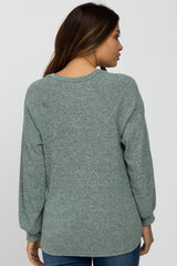 Light Olive Marled V-Neck Long Sleeve Maternity Top