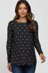 Black Polka Dot Layered Front Maternity/Nursing Top