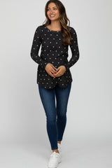 Black Polka Dot Layered Front Maternity/Nursing Top