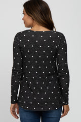 Black Polka Dot Layered Front Maternity/Nursing Top