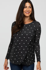 Black Polka Dot Layered Front Maternity/Nursing Top