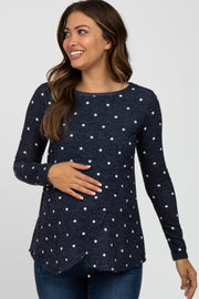 Navy Blue Polka Dot Layered Front Maternity/Nursing Top