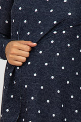 Navy Blue Polka Dot Layered Front Maternity/Nursing Top