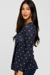 Navy Blue Polka Dot Layered Front Nursing Top