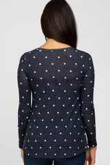 Navy Blue Polka Dot Layered Front Nursing Top