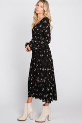 Black Floral Tiered Midi Dress