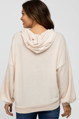 Cream Brushed Knit Maternity Hooded Sweatshirt