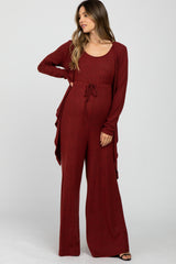 Burgundy Ribbed 2 Piece Maternity Set