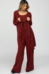 Burgundy Ribbed 2 Piece Maternity Set