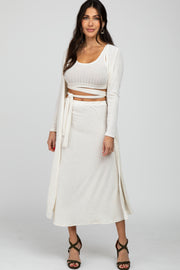 Ivory 3-Piece Skirt and Cardigan Set