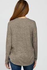 Taupe Brushed V-Neck Long Sleeve Maternity Top