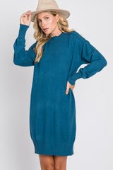 Teal Mock Neck Sweater Dress