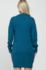 Teal Mock Neck Sweater Maternity Dress