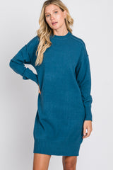 Teal Mock Neck Sweater Dress