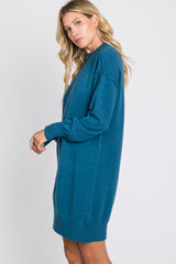 Teal Mock Neck Sweater Dress