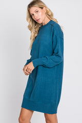 Teal Mock Neck Sweater Dress