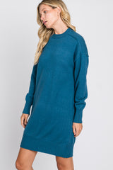 Teal Mock Neck Sweater Dress