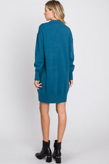 Teal Mock Neck Sweater Dress