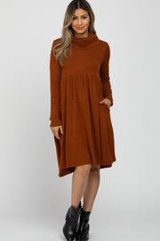 Rust Cowl Neck Dress