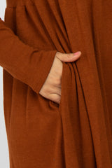 Rust Cowl Neck Dress