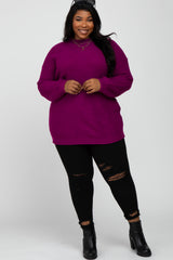 Magenta Mock Neck Plus Sweater