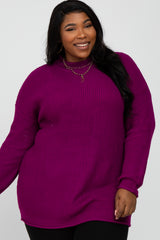 Magenta Mock Neck Plus Sweater