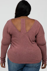 Burgundy Racerback Cutout Plus Top