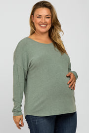 Light Olive Racerback Cutout Maternity Plus Top