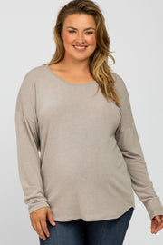 Taupe Racerback Cutout Maternity Plus Top