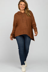 Mocha Hi-Low Maternity Plus Hoodie