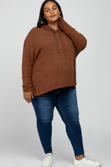 Mocha Hi-Low Maternity Plus Hoodie