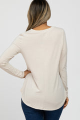 Beige Basic Long Sleeve Top